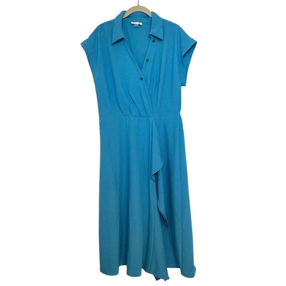 NWT Calvin Klein Faux Wrap Dress Sz 14 Blue